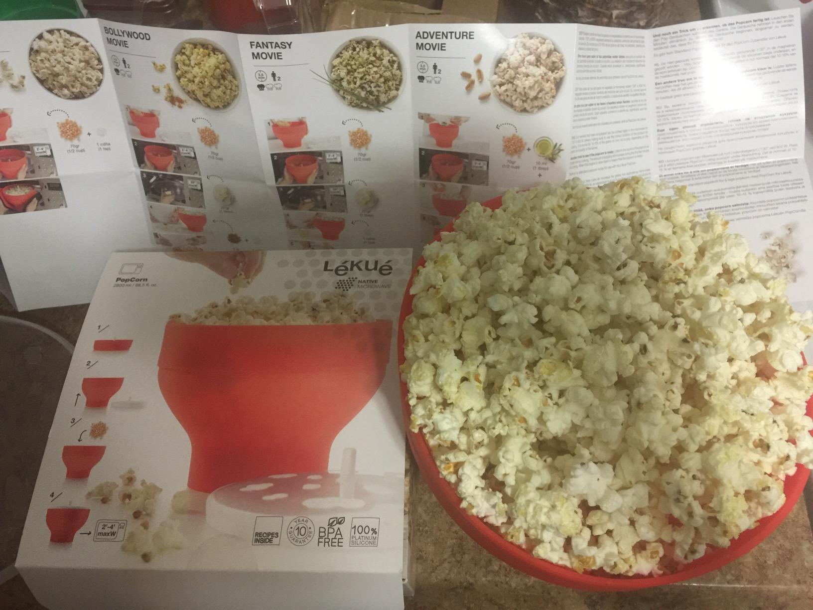 Lekue Microwave Popcorn Maker - Silicone - Red - Cooks 2-3 Servings in 3 mins, Folds Down to Save Space, No Oil Needed, Dishwasher Safe customer photo 2