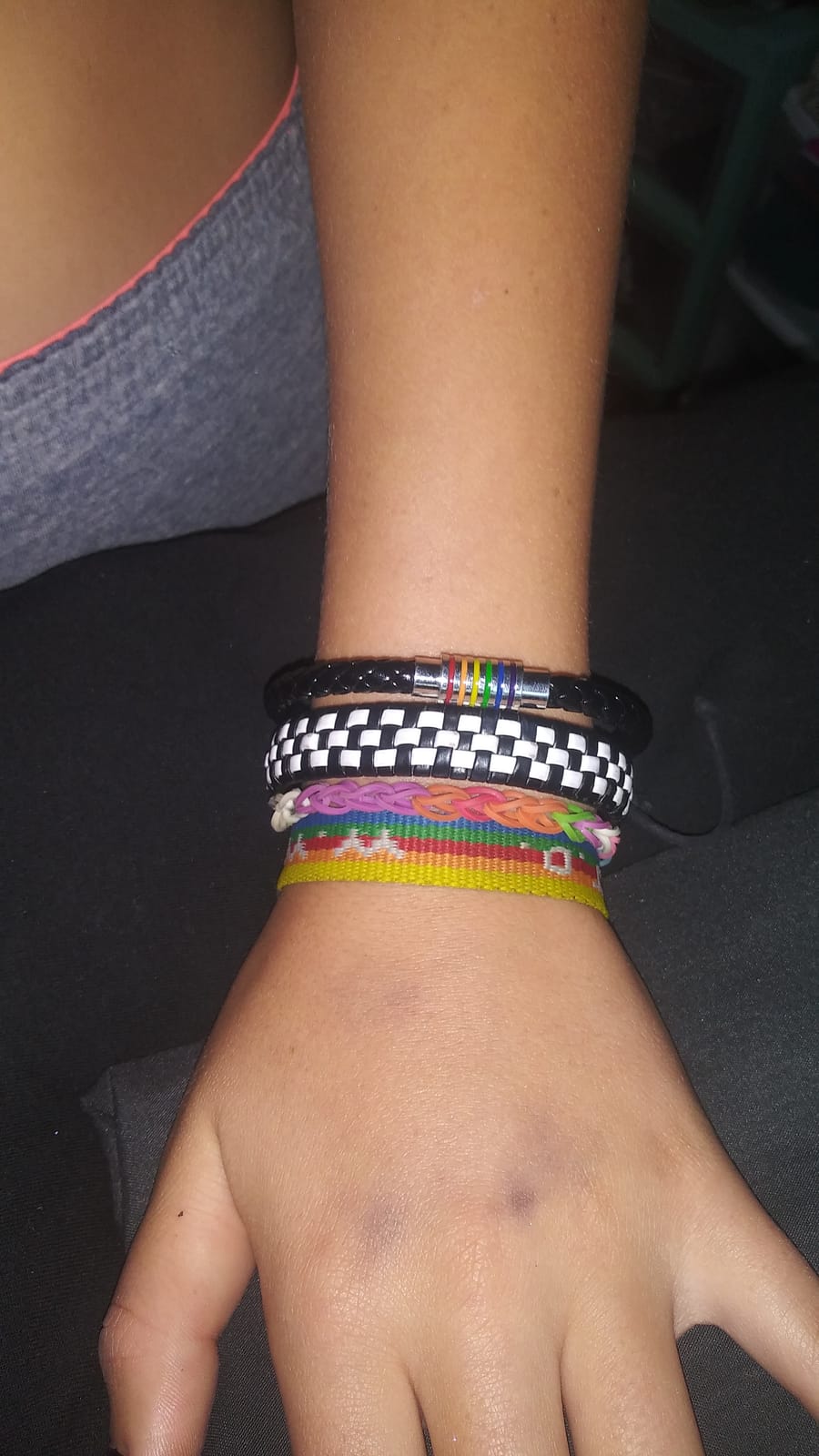 Titanium Stainless Steel Rainbow LGBT Pride Bracelet Handmade Braided LGBTQ Pride Bracelets PU Leather Weave Plaited Wristband Jewelry customer photo 2