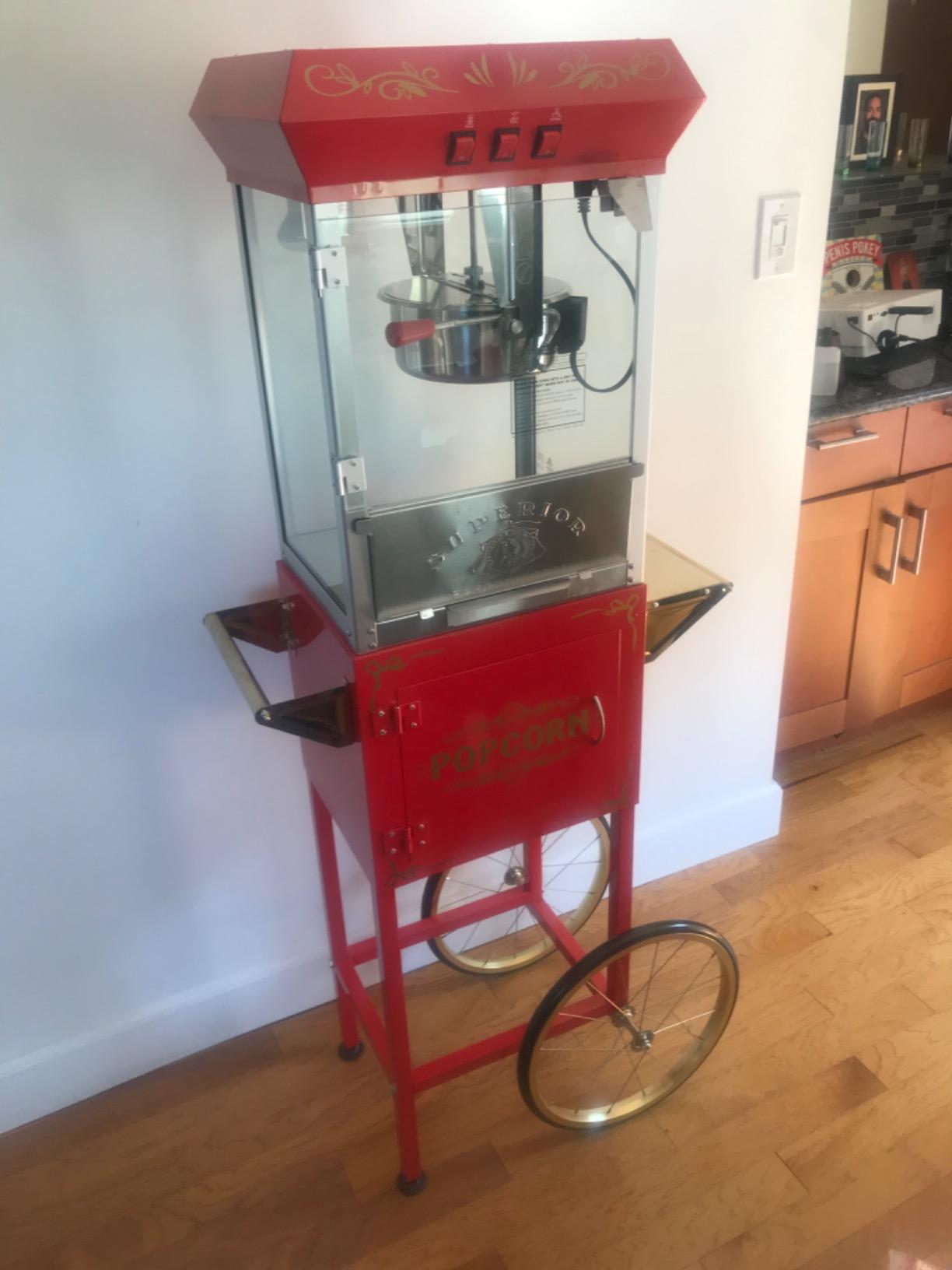 Great Northern Popcorn Movie Night Popcorn Machine - 3-Gallon Antique Popper with Cart, 8oz Kettle, Old Maids Drawer, Warming Tray, and Scoop (Red) customer photo 2
