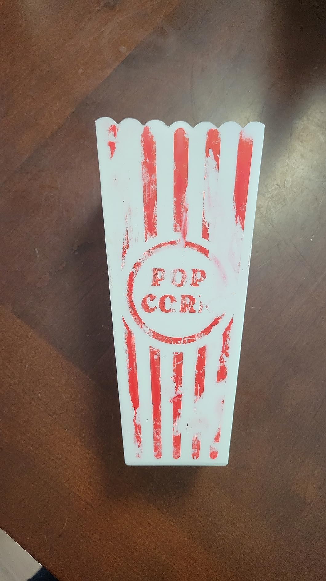Novelty Place Plastic Red & White Striped Classic Popcorn Containers for Movie Night - 7.8