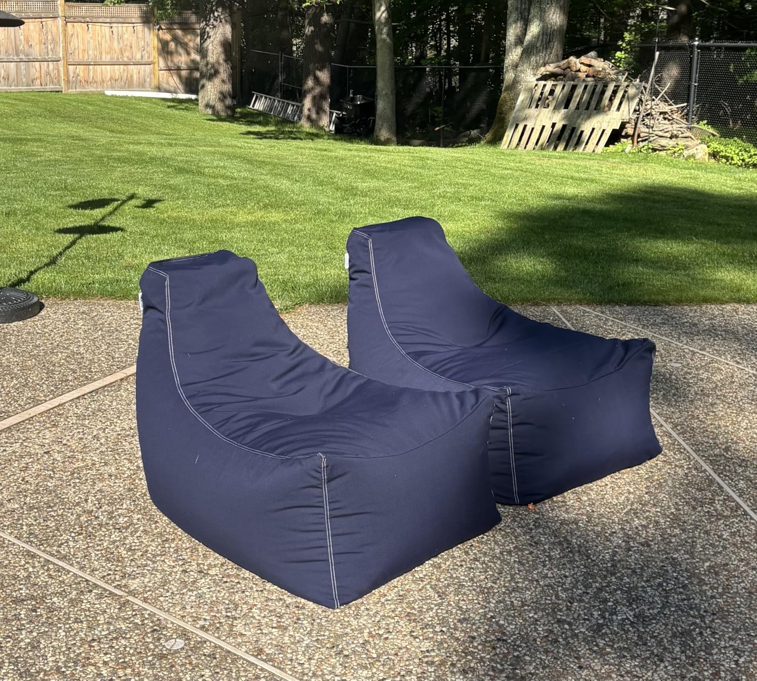 Jaxx Juniper Outdoor Bean Bag Patio Chair & Poolside Lounge, Navy Striped customer photo 2