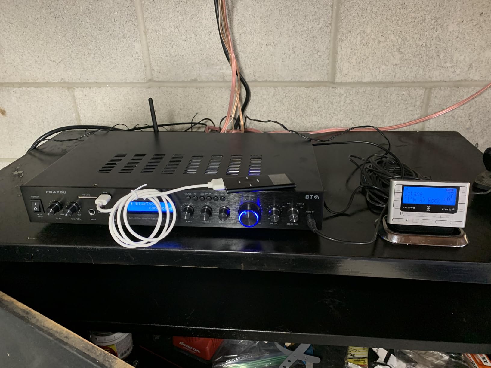 Pyle Bluetooth Home Theater Amplifier - 200 Watts into 5 Channels with Subwoofer Out, Easy Karaoke - Dual Mic, Wireless Streaming, USB/SD with MP3 player, RCA Input, FM Radio, LCD Display - PDA7BU customer photo 2