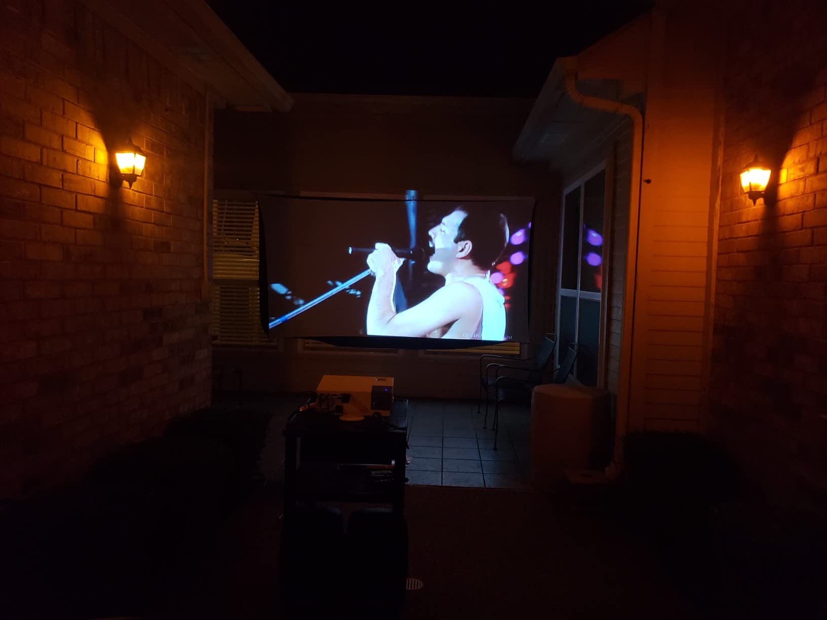 Backyard Theater Kit | Recreation Series System | 9' Front and Rear Projection Screen with 1080p HD Savi 4000 lumen Projector, Sound System, Streaming device w/WIFI (EZ-950) customer photo 1
