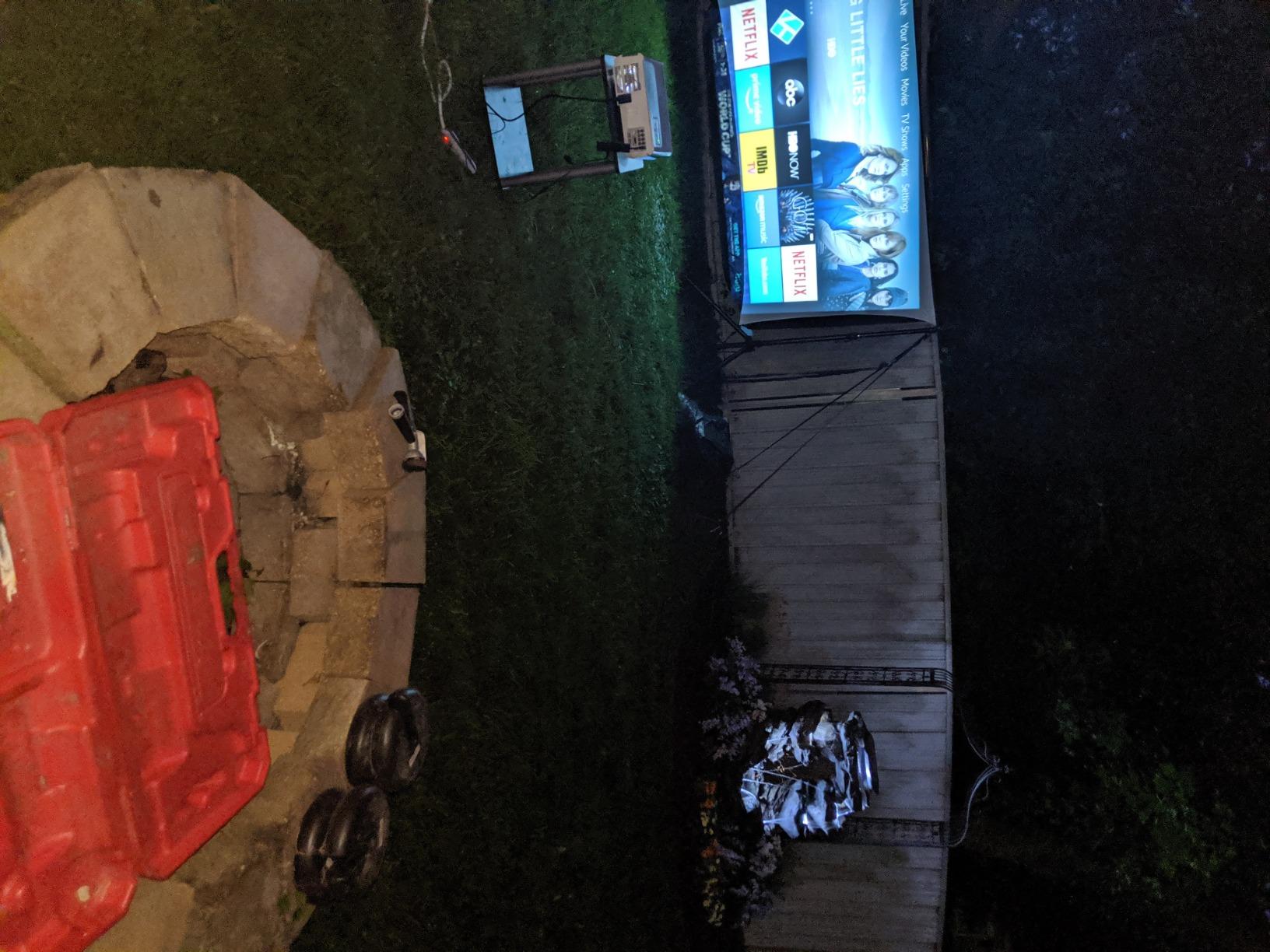 Backyard Theater Kit | Recreation Series System | 9' Front and Rear Projection Screen with 1080p HD Savi 4000 lumen Projector, Sound System, Streaming device w/WIFI (EZ-950) customer photo 2