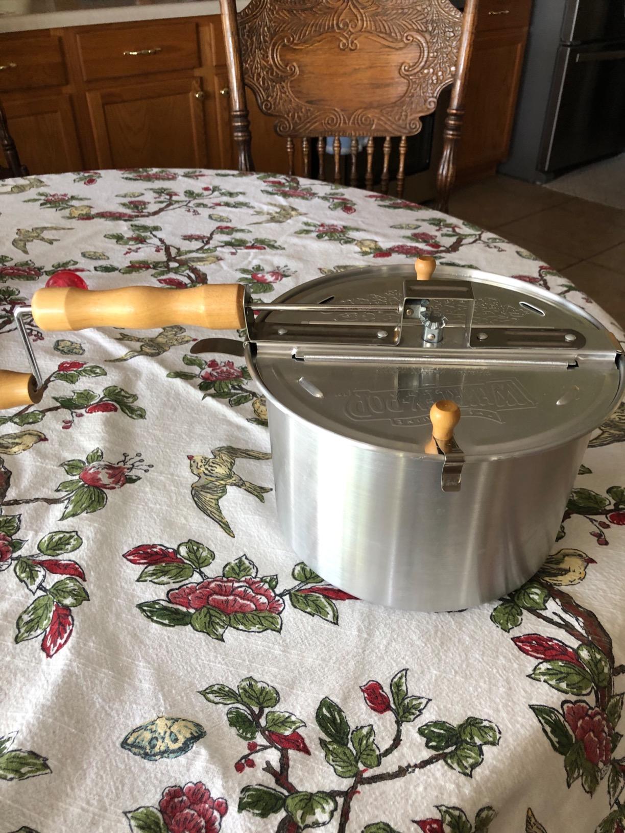 Original Whirley Pop Popcorn Machine - 3-Minute Stovetop Popcorn Maker for Home Movie Night & Game Night Snacks - Aluminum Pot with Metal Gears, Includes 1 Popping Kit - Silver customer photo 2