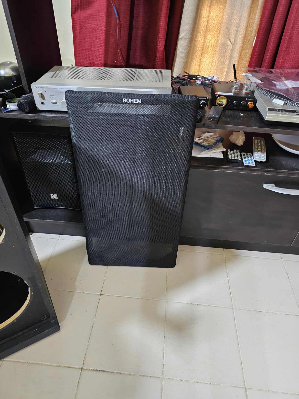 Speaker Grille Cloth Stereo Mesh Fabric, Black, 55x20 in (140x50 cm) | 3-Layer Functional Acoustic Fabric, Fully Sound-Permeable, Dustproof & Stretchable, for Speaker & Furniture Refurbishment customer photo 2