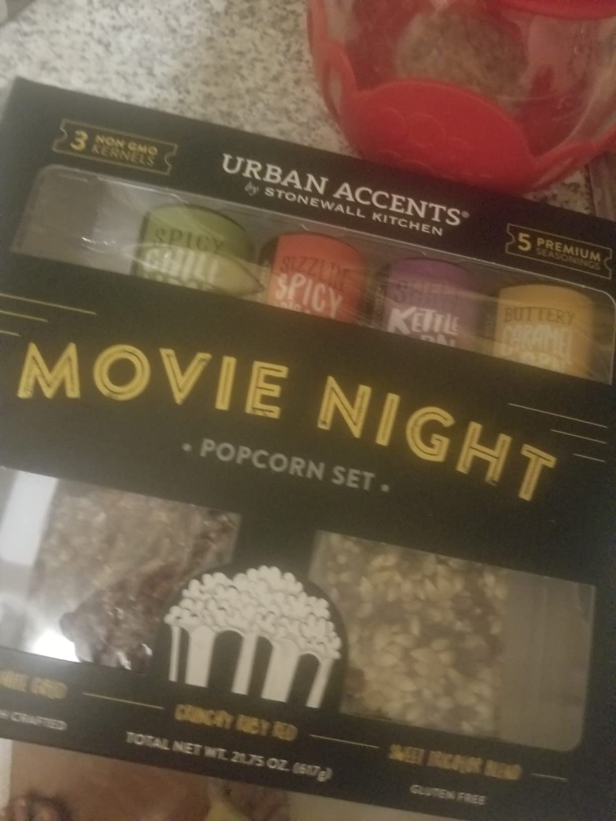 Urban Accents Movie Night Popcorn Gift Set - Includes 3 Gourmet Popcorn Kernel Varieties & 5 Flavorful Seasonings - Perfect Snack Gift Box for Parties, Holidays, or Movie Lovers customer photo 1