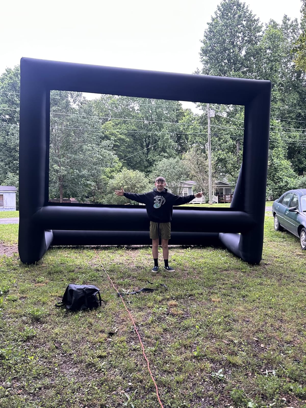 XHYCPY 20 Feet Inflatable Projector Screen Outdoor Inflatable Movie Screen with Air Blower Storage Bag, Easy Set Up Blow Up Screen for Backyard Movie Night, Theme Parties, Celebrations customer photo 2