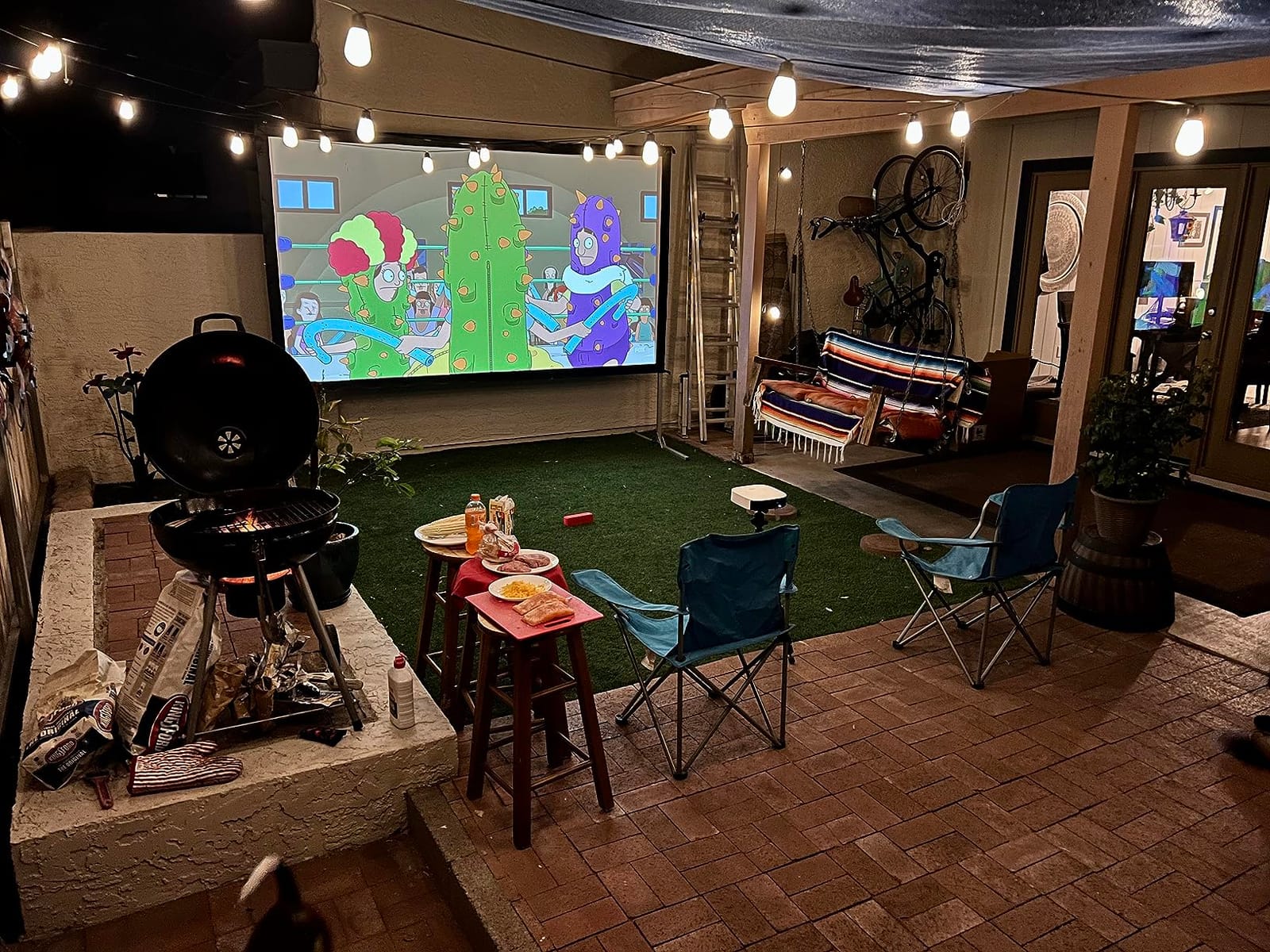 Projector Screen 120 inch,Outdoor Projector Screen with 3-Layers PVC | Polyester-Free Anti-Light 4K HD Screen,Sturdy Aluminum Frame,Easy Setup,Perfect for Poolside, Backyard, and Party Nights customer photo 2