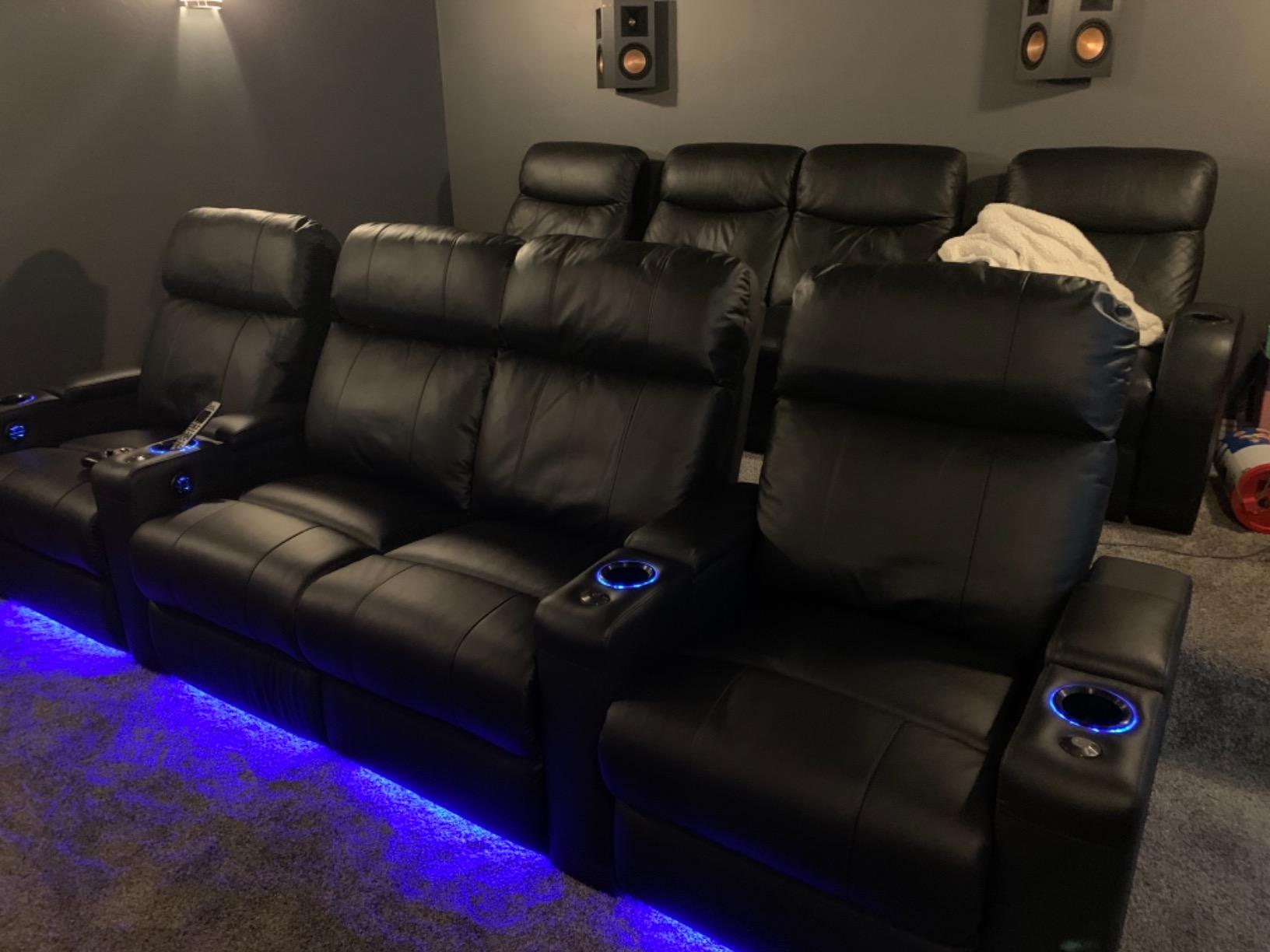 Valencia Piacenza 2025 Power Headrest Home Theater Seat - Premium Italian Leather Recliner with Cooling Gel Memory Foam, Motorized Headrest, USB Charging & LED Lights (Row of 3) customer photo 2