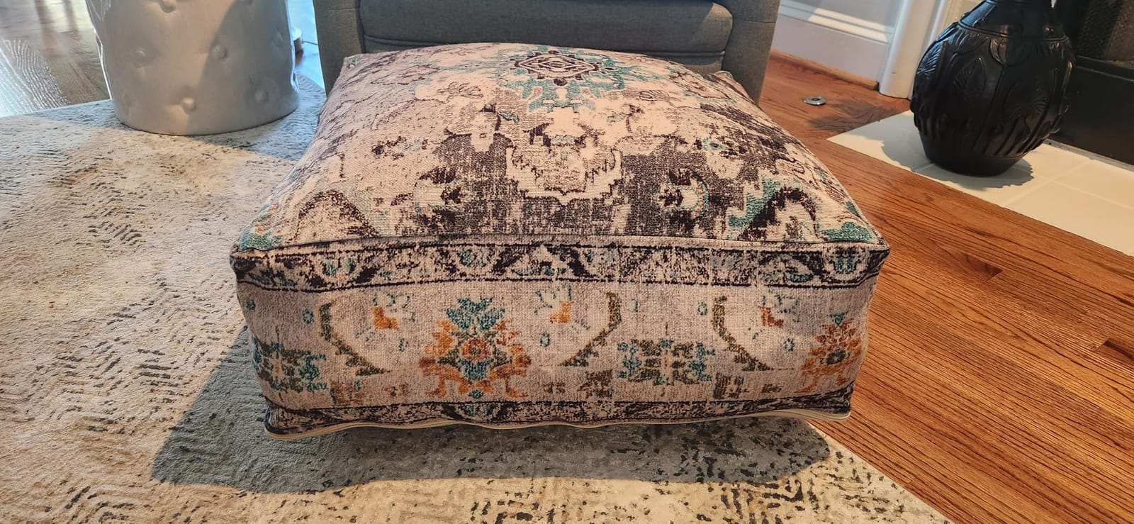 Mandala Life ART Bohemian Outdoor Floor Cushion Cover - Vintage Square Pouf Ottoman customer photo 1