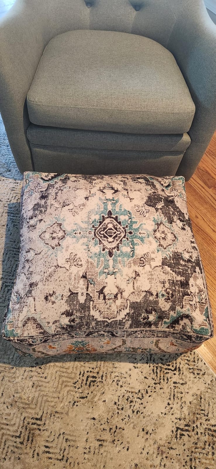 Mandala Life ART Bohemian Outdoor Floor Cushion Cover - Vintage Square Pouf Ottoman customer photo 2