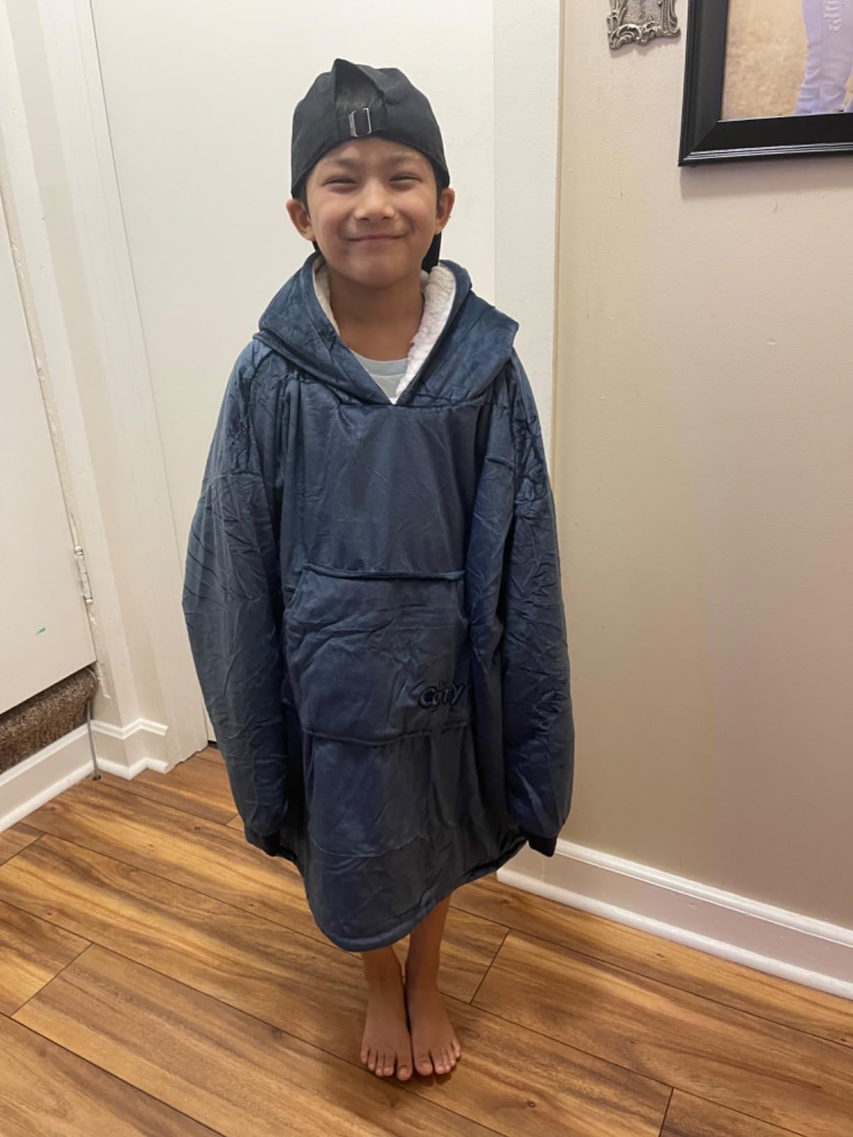THE COMFY Original Jr | Shark Tank | Kids Sherpa Wearable Blanket Hoodie | One Size For Kids 10 Years Old & Under | Patented | Dual-Layer Warmth | Machine Washable customer photo 1