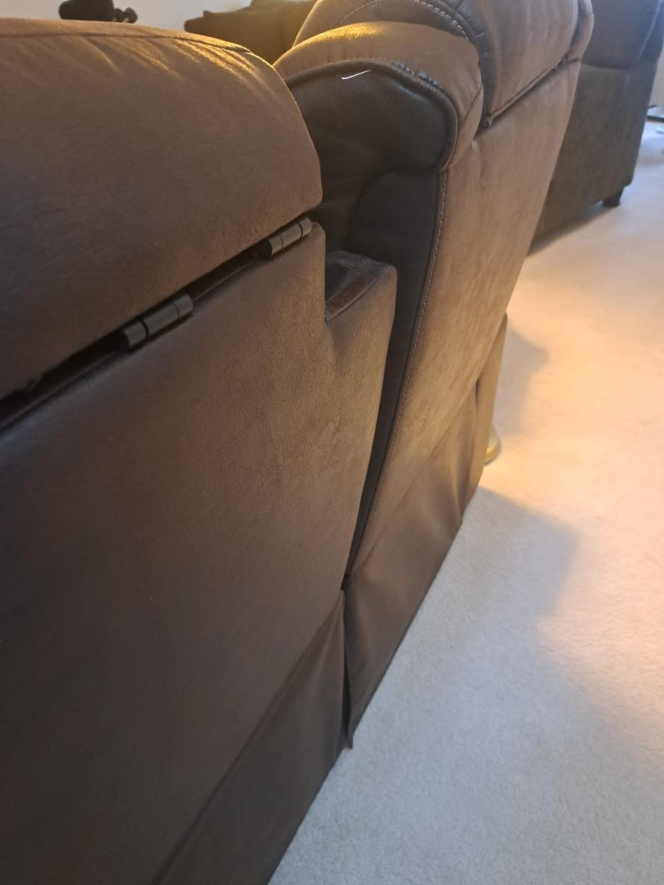 Signature Design by Ashley Faux Leather Power Reclining Sofa, Slate | Zero gravity reclining couch, Drop-down table, Wireless charging, Power headrest customer photo 1