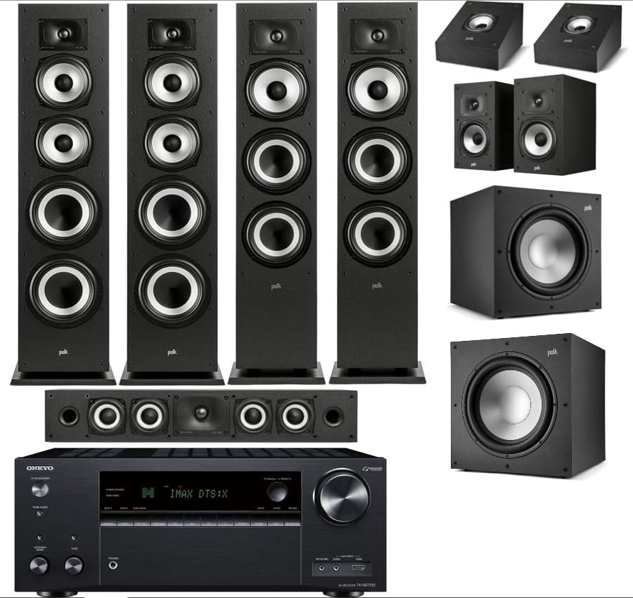 Polk Monitor XT70 Large Tower Speaker, Home Stereo Speakers, Hi-Res Audio, Dolby Atmos & DTS:X Compatible, 1