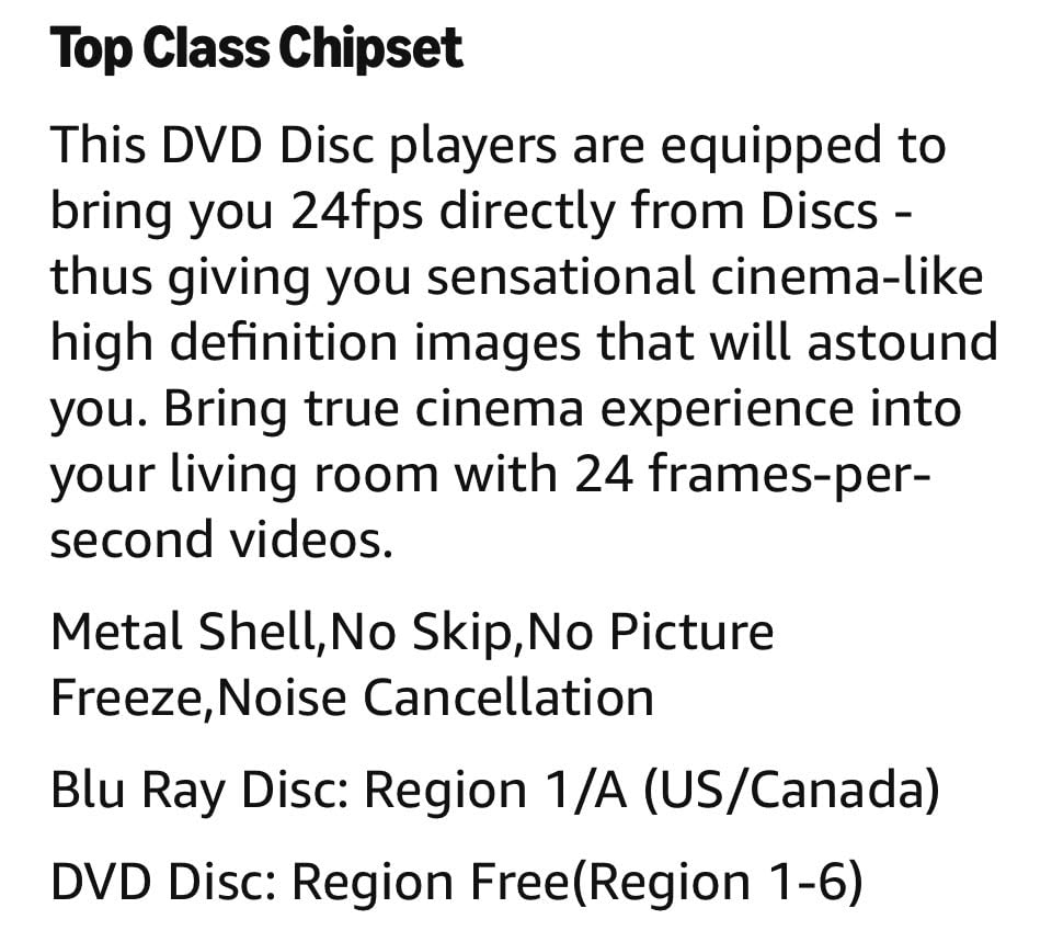 Blu Ray Player for TV,Full HD DVD Player HDMI with Dolby Digital TrueHD/DTS | Region A Blu-ray,Region Free DVD Disc,DVD Upscaling,1080P Home Theater DVD CD Player, Support HDD and USB Playback customer photo 1