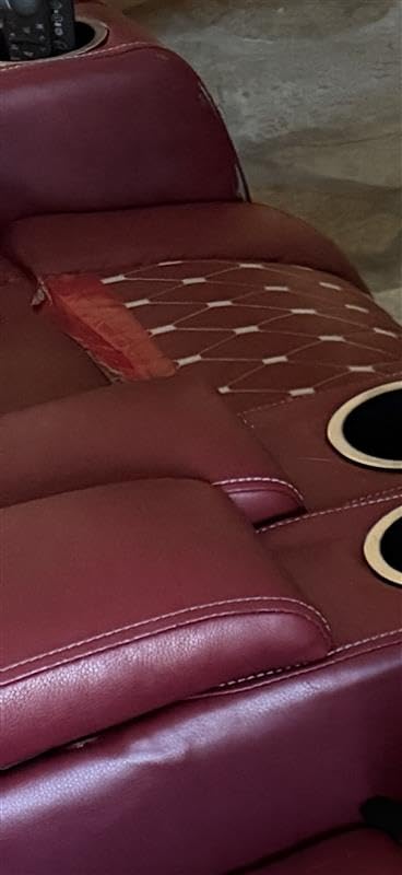 ANJ Power Recliner Chair with USB Ports and Cup Holders - Overstuffed Electric Home Theater Seating PU Leather Reclining Furniture with Hidden Arm Storage, Easy to Clean (Red) customer photo 1
