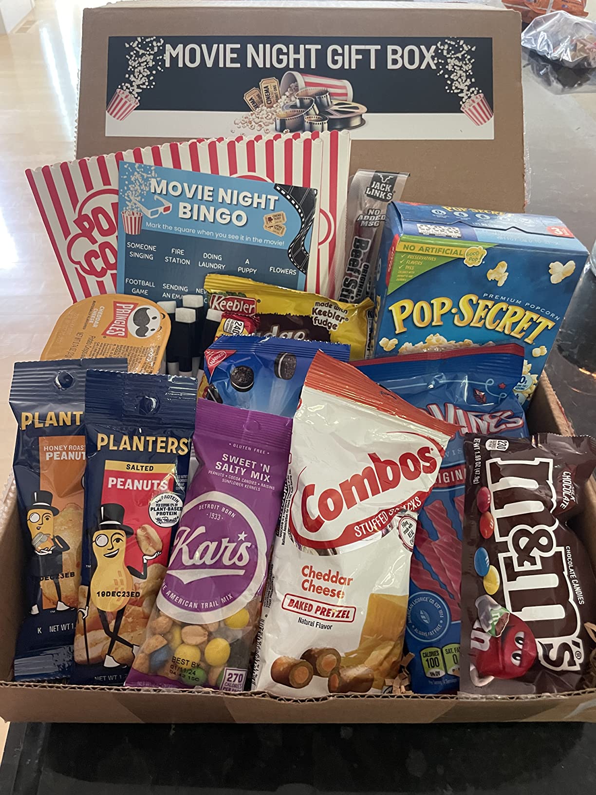Movie Night Gift Basket - 42-Piece Gift Box with Popcorn, Candy, Snacks & Bingo - Birthdays, Date Night, Family, Kids, Adults, Mom, Dad, Teens, Christmas, Mothers Day, Fathers Day, Raffle & Fundraiser customer photo 1