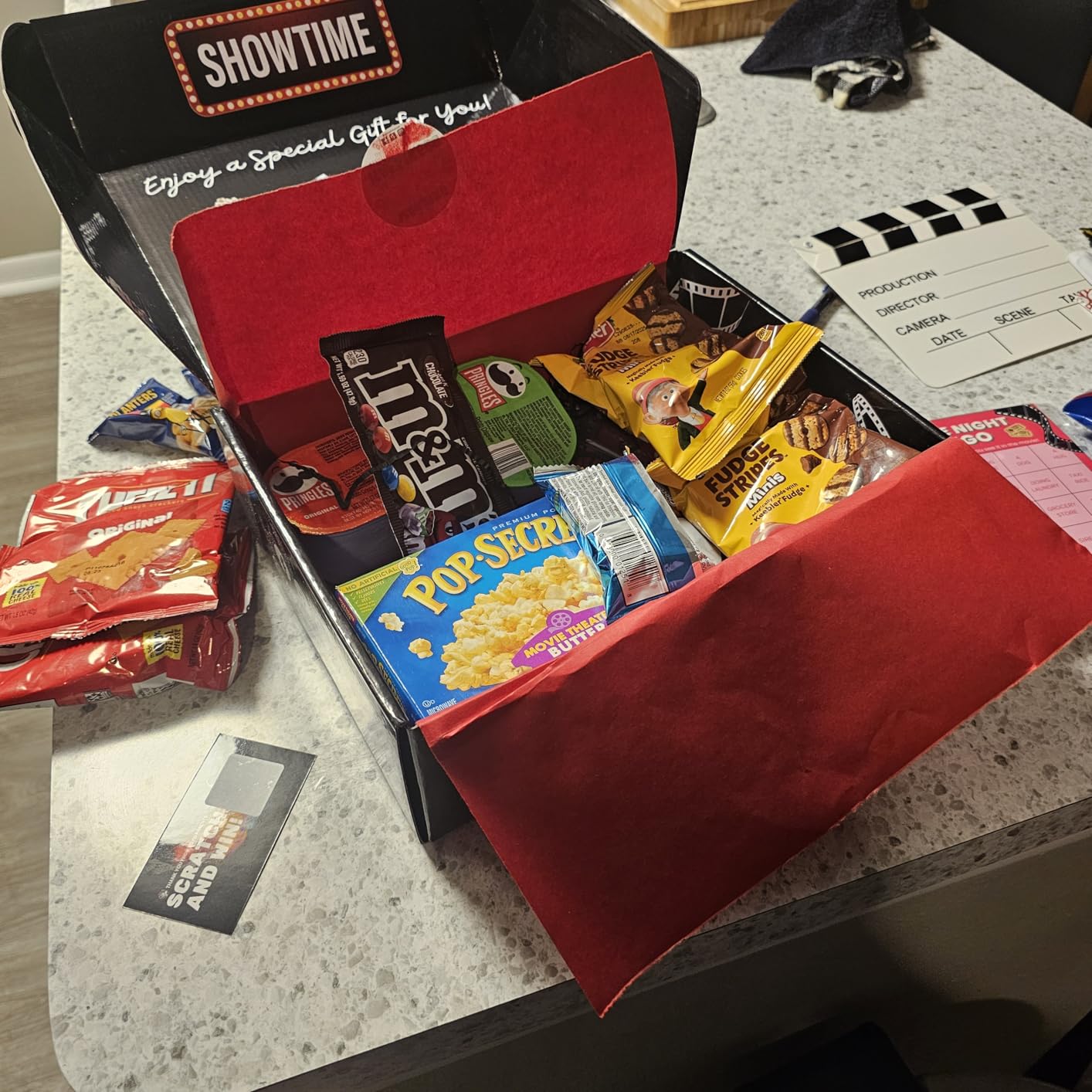Movie Night Gift Basket - 42-Piece Gift Box with Popcorn, Candy, Snacks & Bingo - Birthdays, Date Night, Family, Kids, Adults, Mom, Dad, Teens, Christmas, Mothers Day, Fathers Day, Raffle & Fundraiser customer photo 2