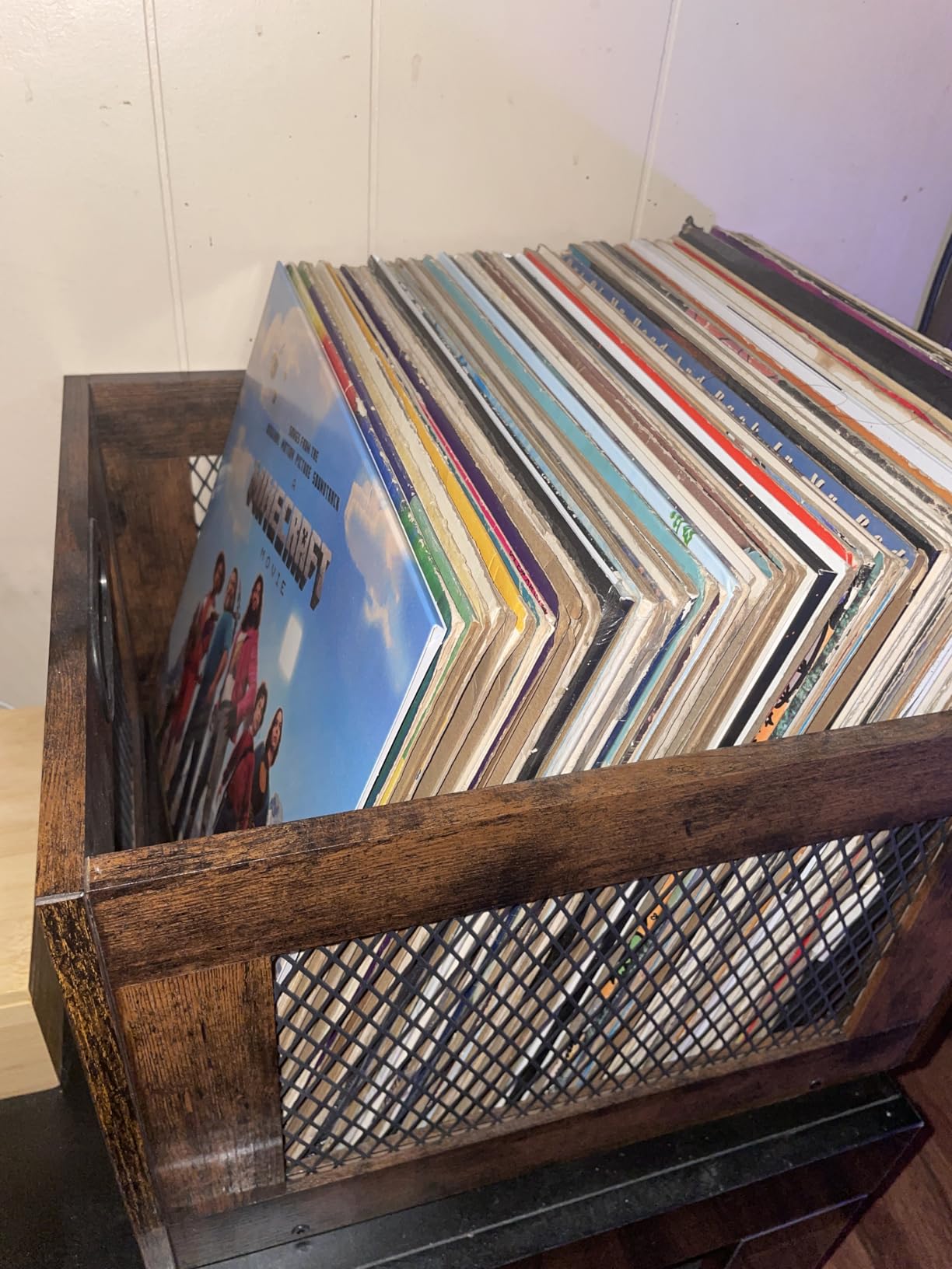 3IngSeagulls Vinyl Record Storage Crate Wooden Record Holder, Classic Cube Record Organizer Storage 100+ Records customer photo 2