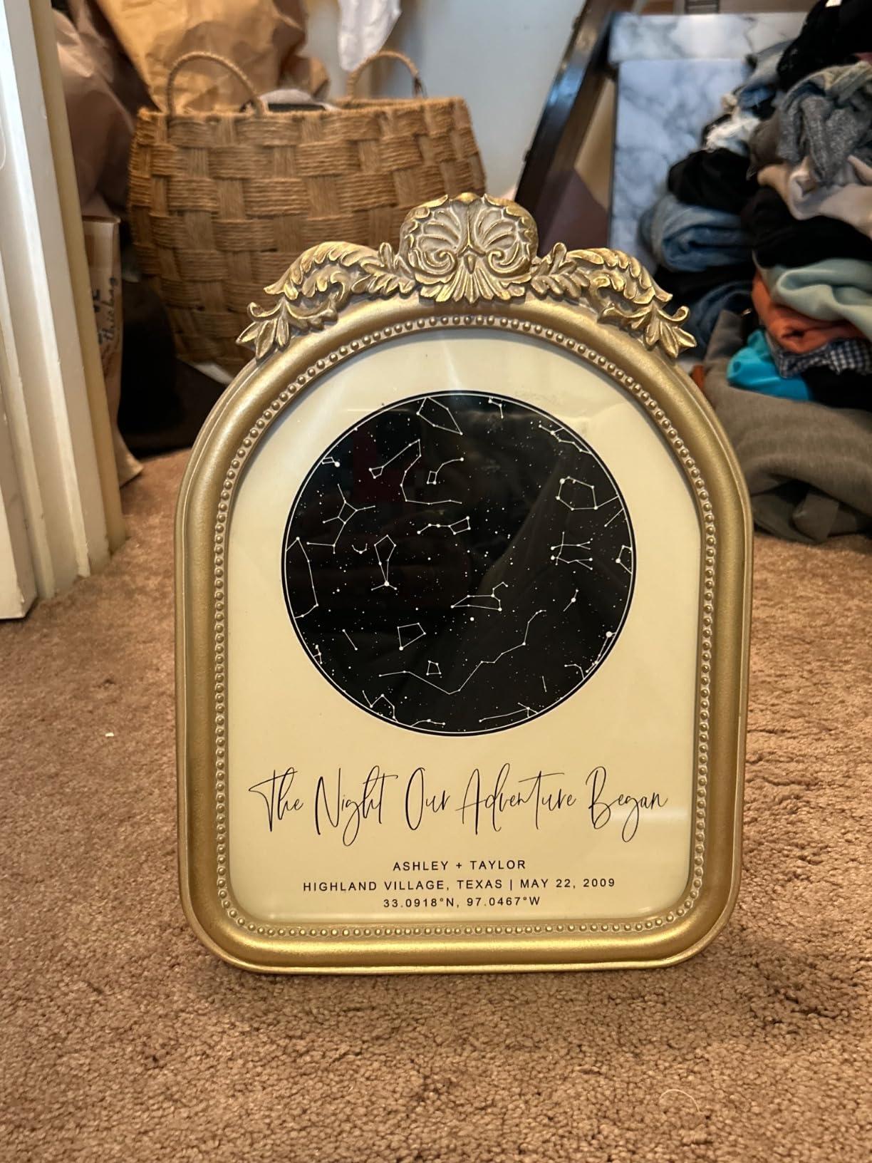 Personalized Star Map With Specific Dates & Place - Custom Constellation Map Print, Unframed- Special Occasion Star Chart Wall Art- Great Anniversary, Engagement, Wedding Romantic Gift (Cream) customer photo 2