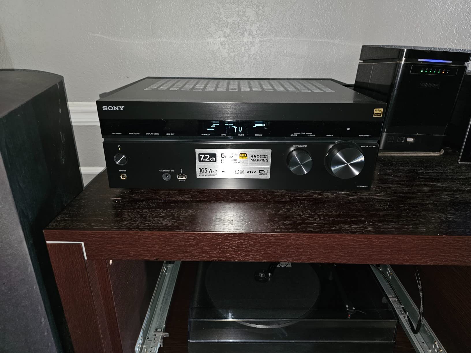 Sony STR-AN1000 7.2 CH Surround Sound Home Theater 8K A/V Receiver: Dolby Atmos, DTS:X, Digital Cinema Auto Calibration IX, Bluetooth, WiFi, Google Chromecast, Spotify connect, Apple AirPlay, HDMI 2.1 customer photo 2