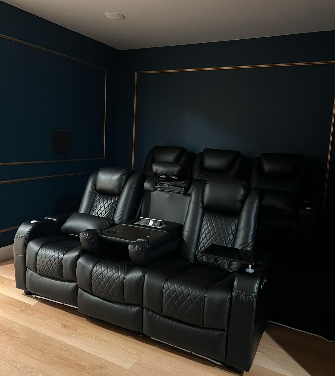 Airadlis Home Theater Seating Seats Dual Power Movie Theater Chairs Theater Recliner Sofa with 7 Colors Ambient Lighting, Lumbar Pillow, Side Pocket, Tray Table,Type-C USB Charge customer photo 2