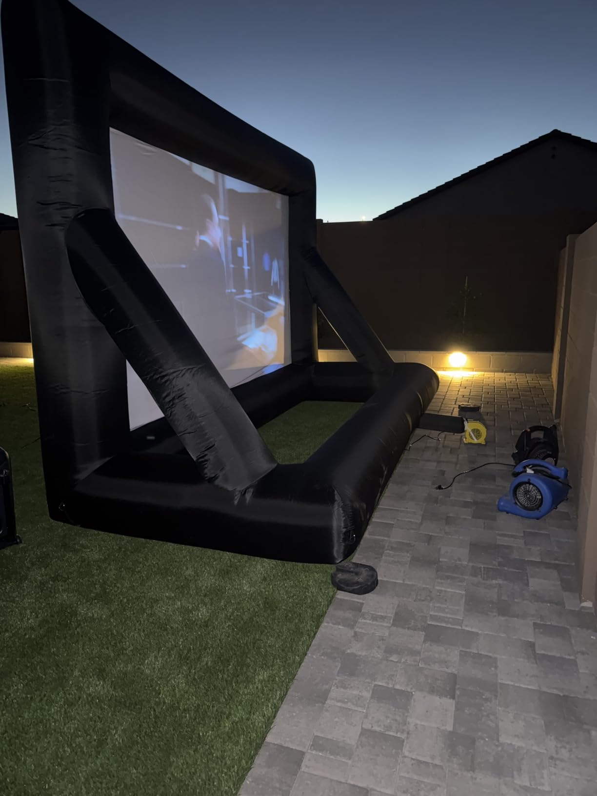 Inflatable Projector Screen, 24FT Blow Up Movie Screen Outdoor Projector, Easy Set Up One-piece Design Front & Rear Projection with Air Blower for Outside Backyard Family Movie Night Pool Party customer photo 1