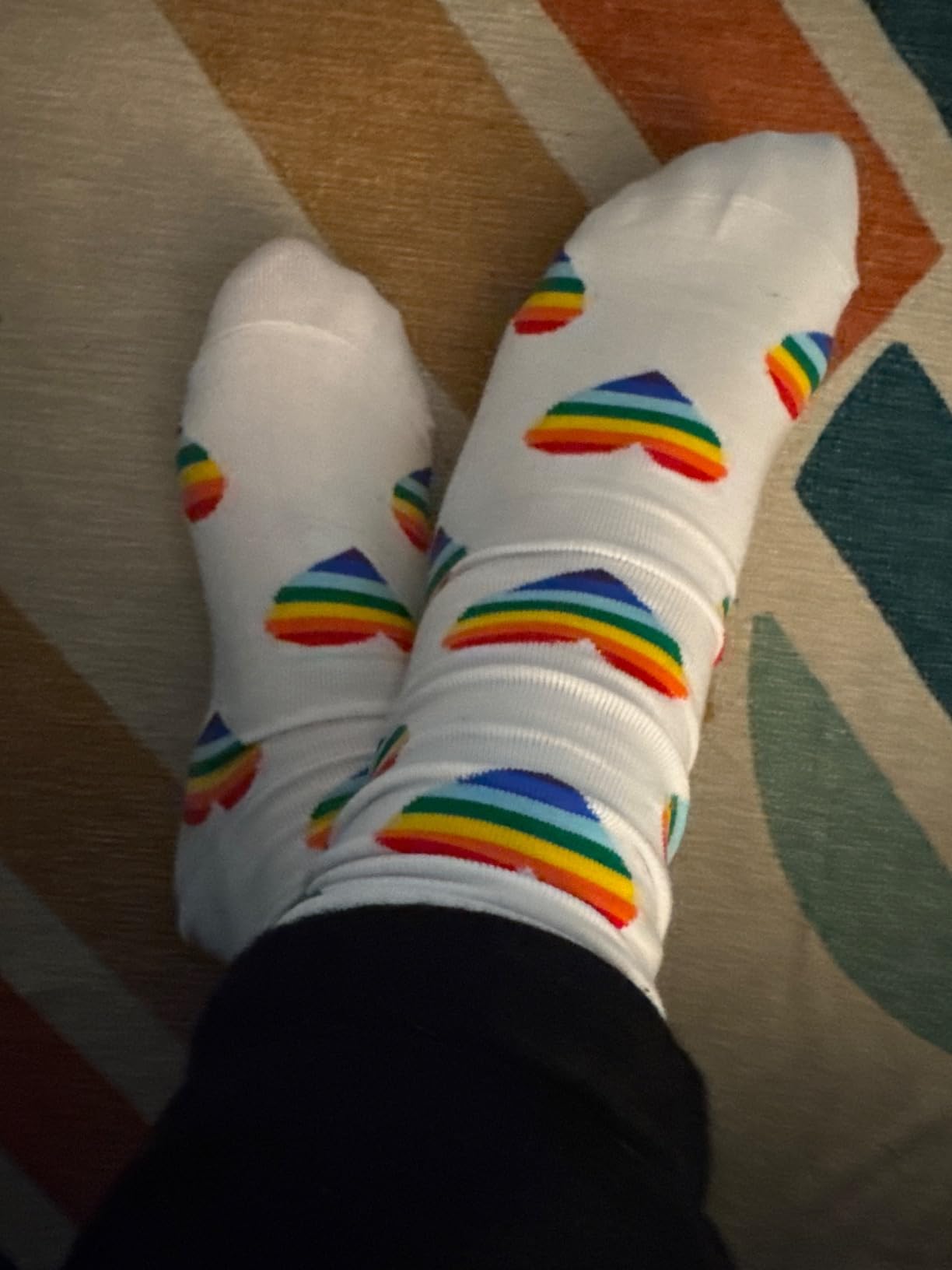 Rainbow Gay Pride Cotton Novelty Socks LGBT Colorful Striped Socks customer photo 1