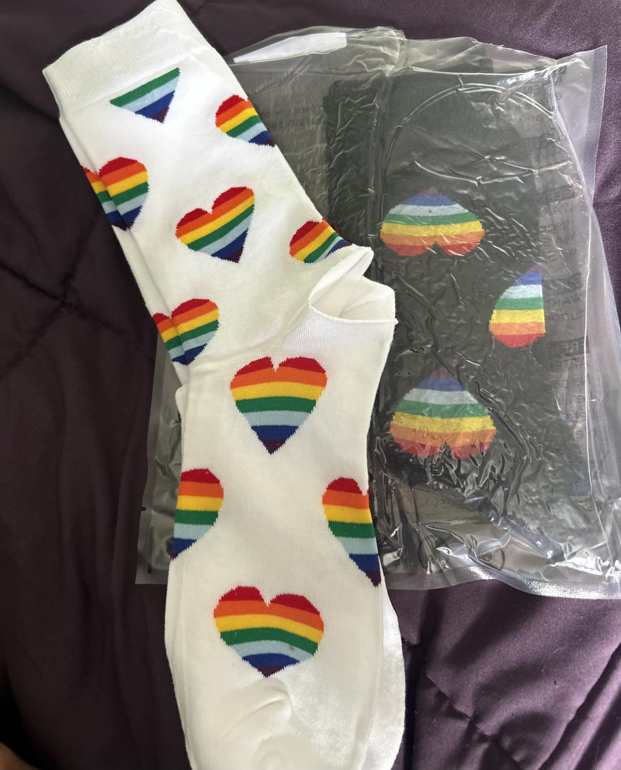 Rainbow Gay Pride Cotton Novelty Socks LGBT Colorful Striped Socks customer photo 2