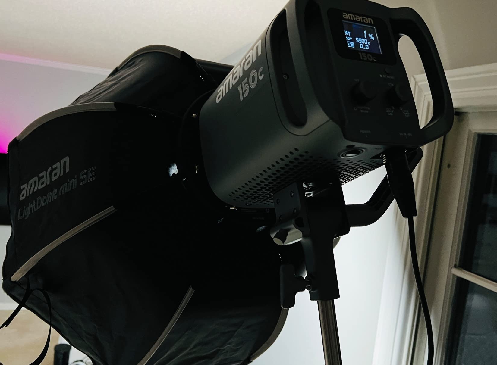 Amaran 150c 150W RGBWW COB Video Light, CCT 2500K-7500K | Bowens Mount Silent DC/AC Power Supply, G/M Adjustment, 15,610 lux @ 1m, APP Control, for Video Recording Photography customer photo 2