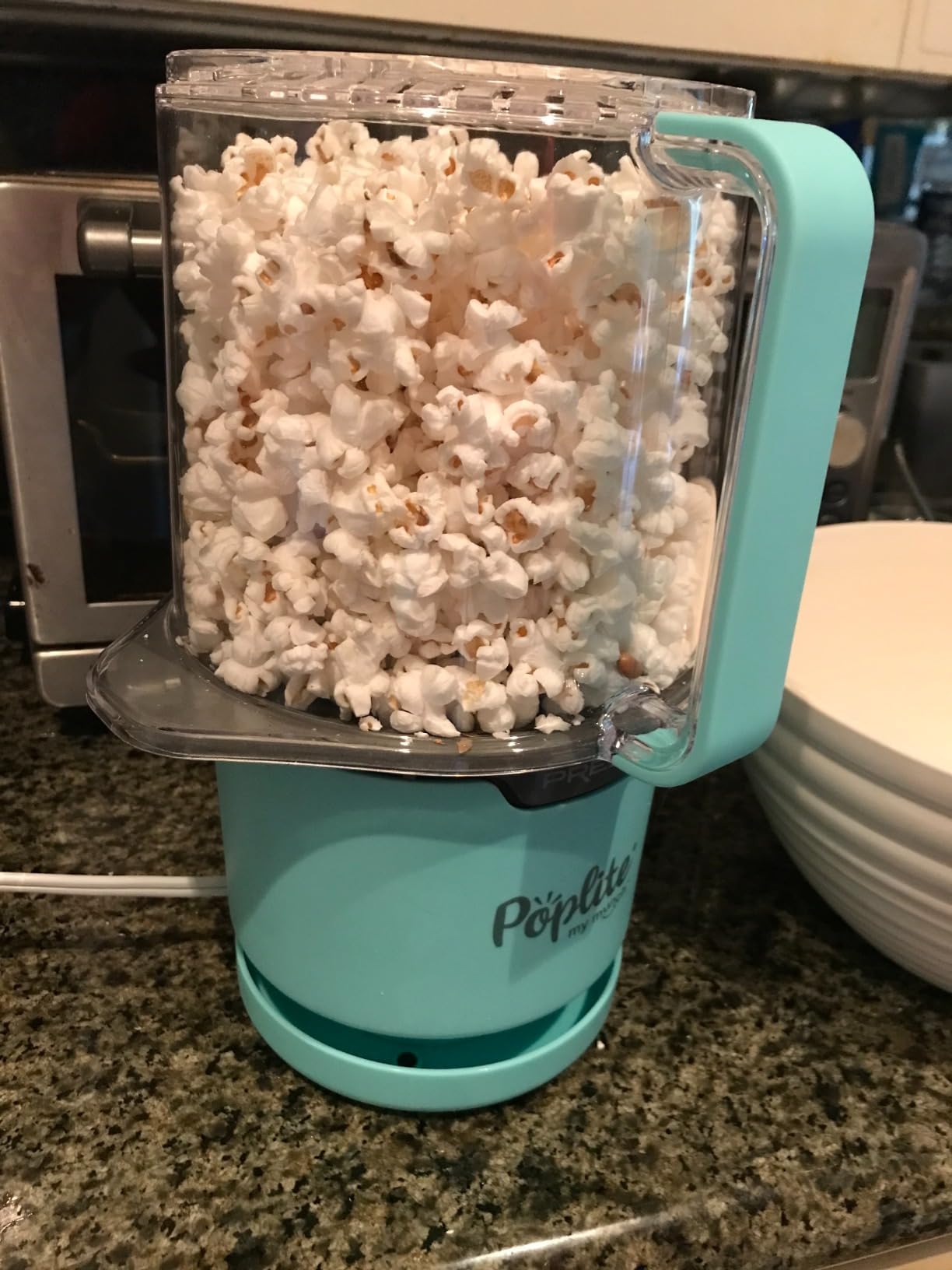 Presto 04811 PopLite My Munch Hot Air Popcorn Popper - Personal Sized, Built-In Serving Bowl, Compact Design, 8 Cups, Blue customer photo 2