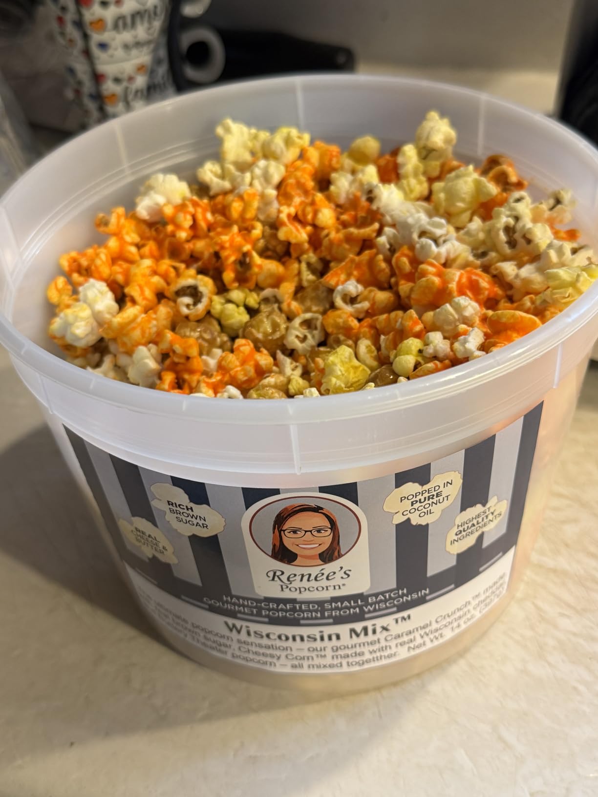 Renee's Wisconsin Mix Connoisseur Popcorn, 3 Flavors, 1.1 Gal Reseal Bucket customer photo 2