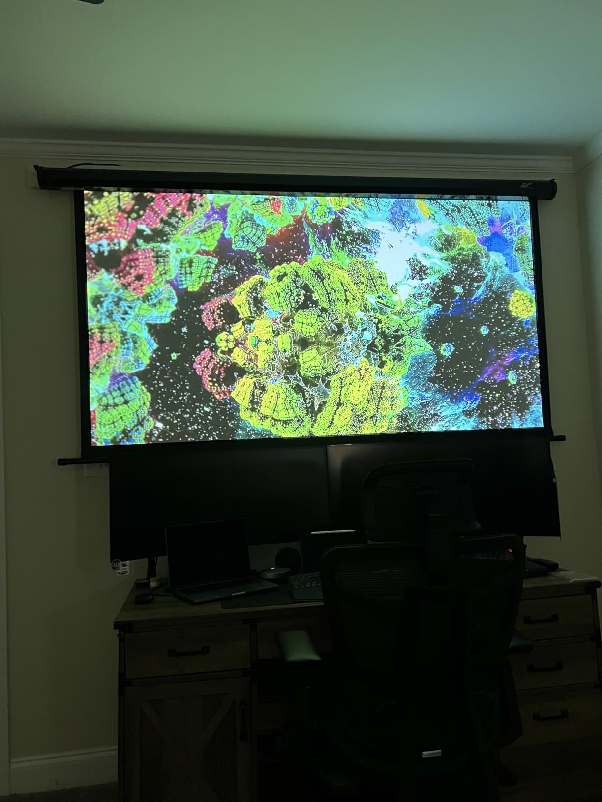 Projector Screen Elite Screens Spectrum, 150-INCH Diag 16:9, Motorized Projection Screen Movie Home Theater 4K/8K Ultra HD Ready, Black Case, ELECTRIC150H2 customer photo 1