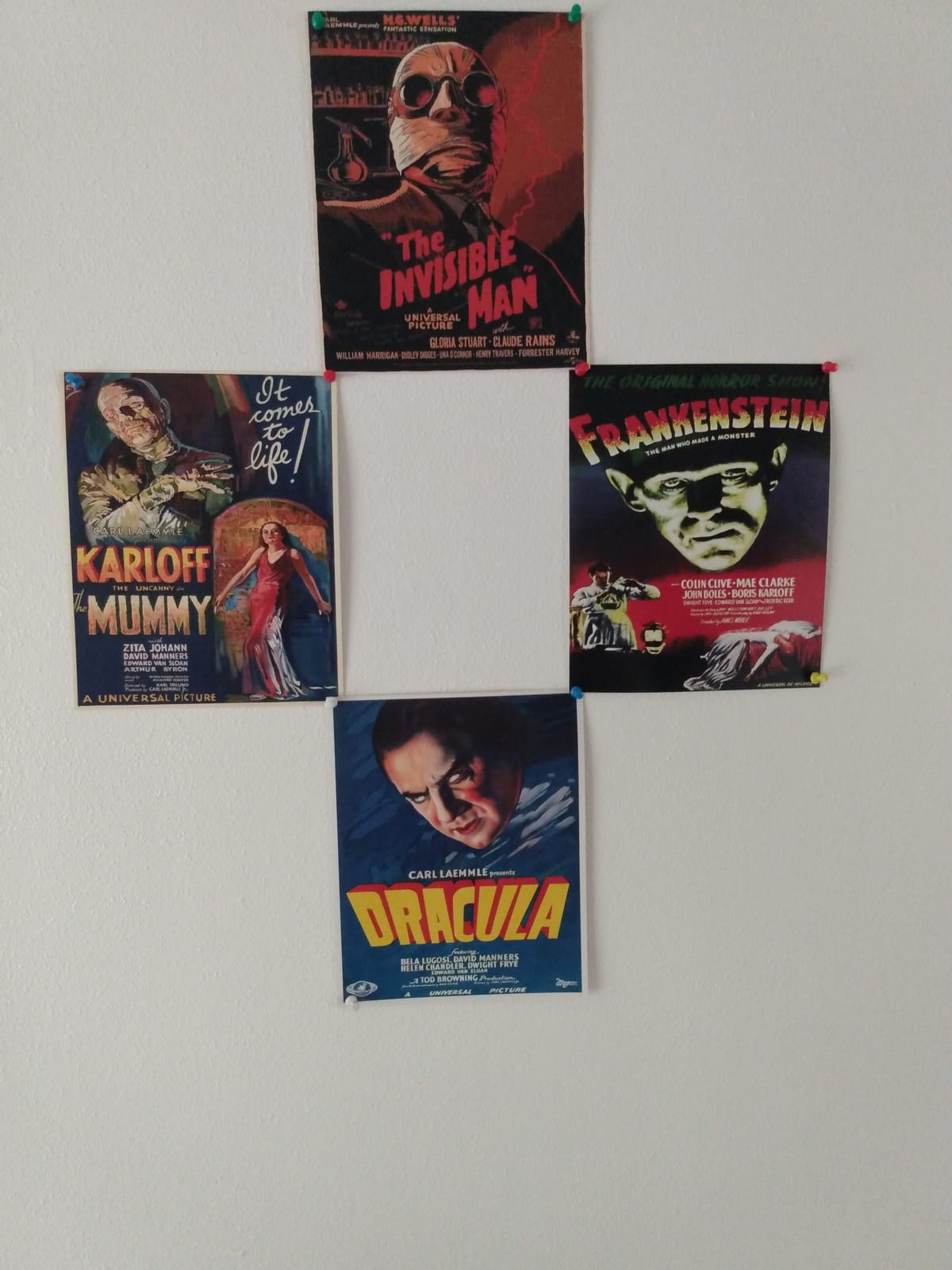 Vintage Horror Movie Poster Set 11x14 - Movie Art Print for Man Cave, Teens Room - Gothic Home Theater Wall Art Decor - Horror Movie Gifts, Horror Posters for Boys Rooms - Frankenstein, Dracula, Mummy customer photo 1