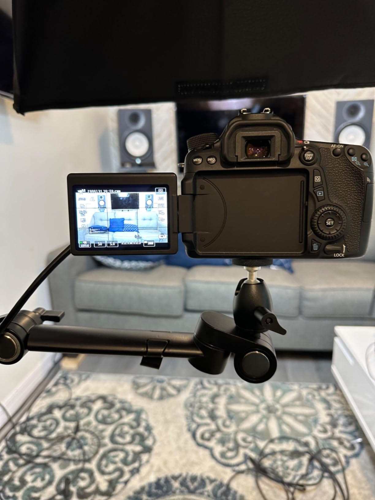 NEEWER Overhead Camera Stand Desk Mount Rig with 4 Boom Arms for Photography Video Light Ring Light Phone Mount Webcam Mic Compact DSLR for Live Streaming Broadcast Online Teaching Meeting, DS007 customer photo 1