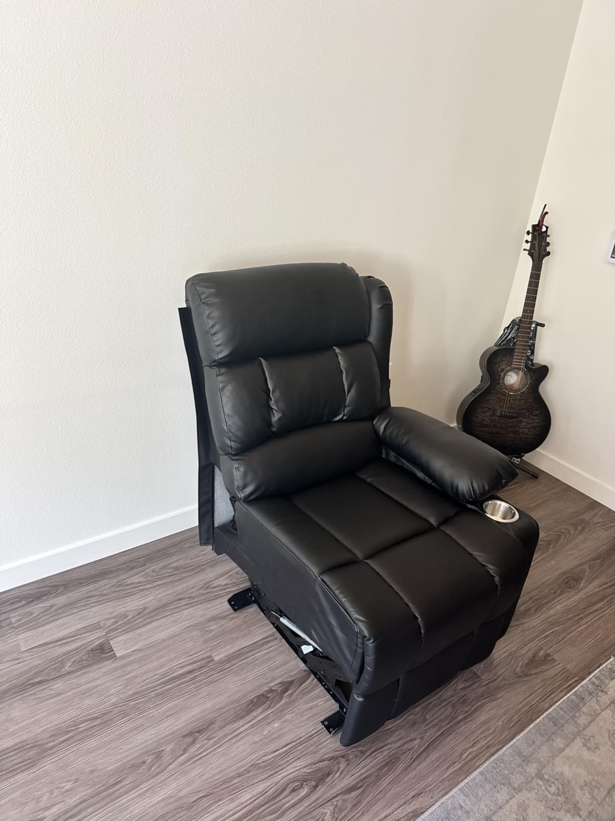 FURNIMAT Loveseat Recliner Sofa, 2 Seater Reclining Loveseat sofa, PU Leather RV Loveseat Couch, FSC Certified Recliner Chair for Living Room, with Cup Holder and 2 Cell Phone Holder, USB Ports, Black customer photo 1