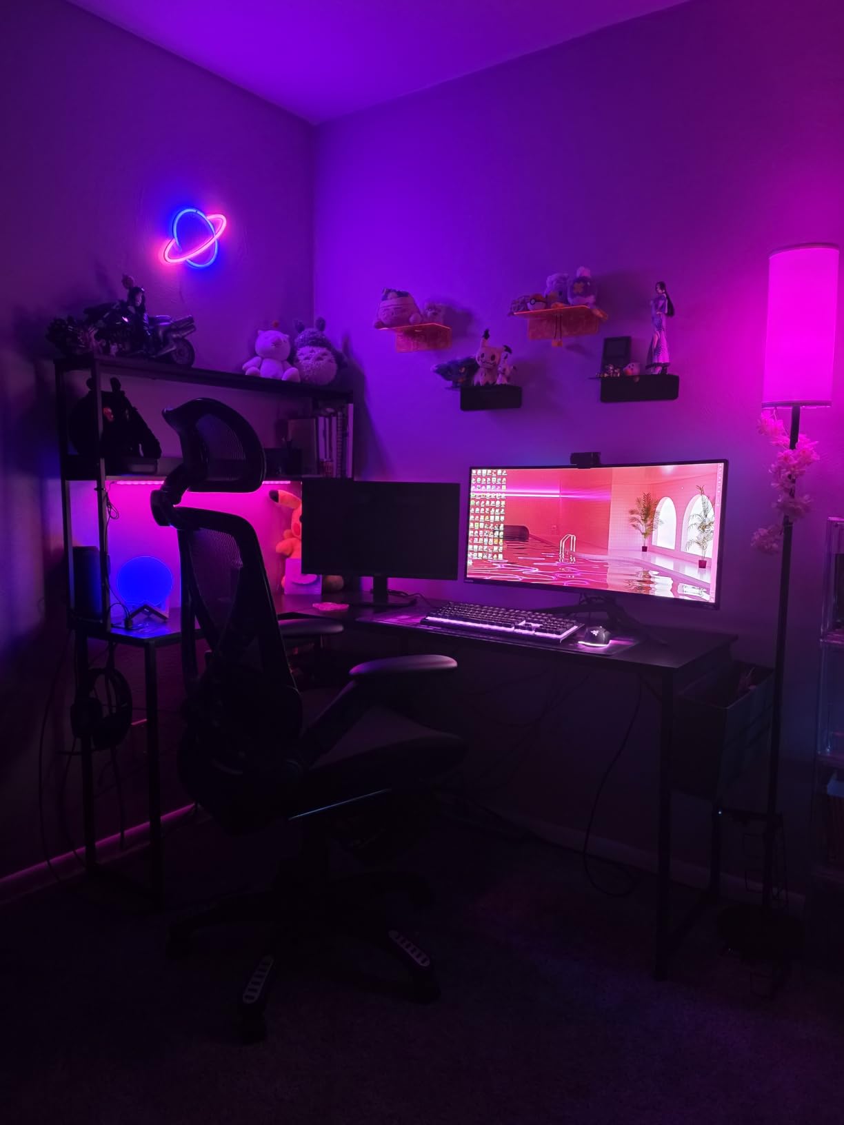 AODK L Shaped Desk Gaming Desk with LED Light & Power Outlet customer photo 1