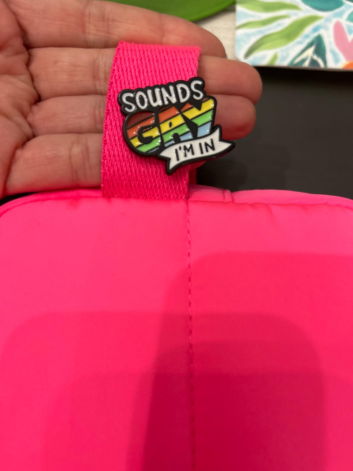SOUNDS GAY I'M IN Rainbow Enamel Pin LGBTQ Badge Lesbian Gay Pride Brooch Lapel Pin Clothing Bags Jackets Accessory Jewelry Gift customer photo 1