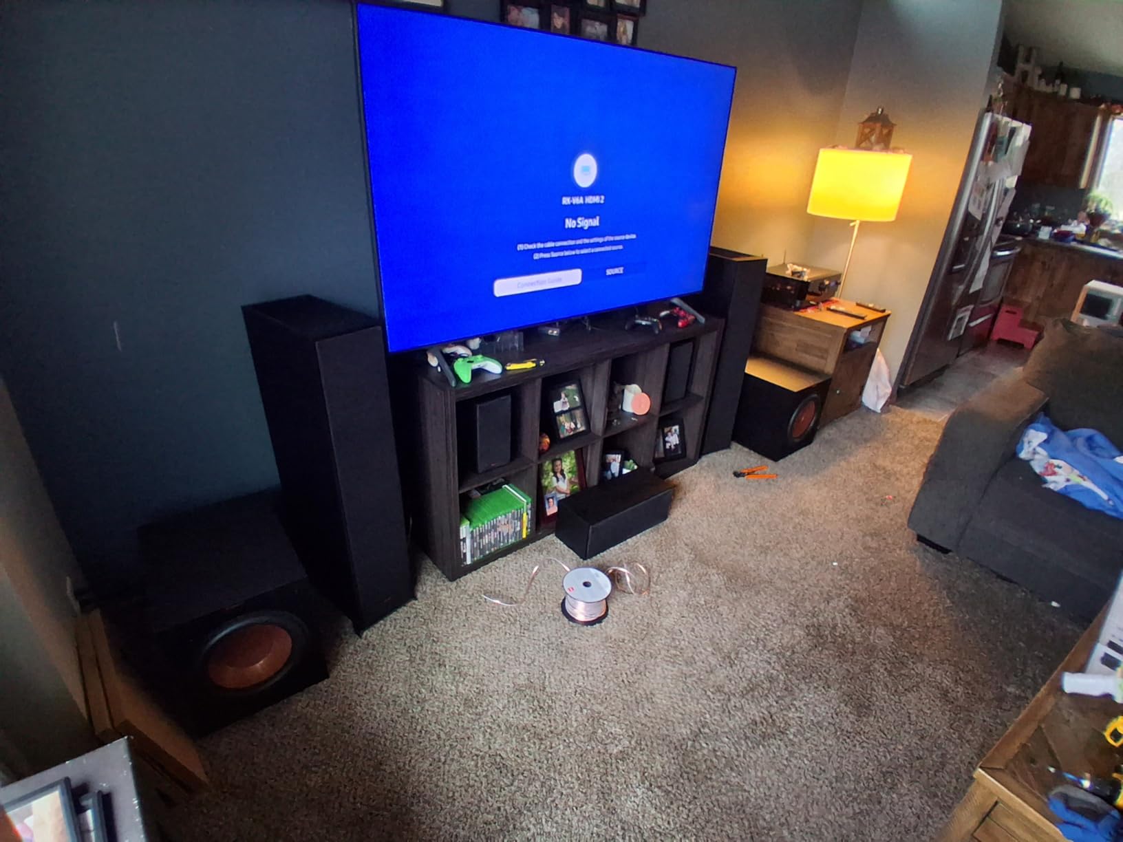 Klipsch Reference 5.2 Home Theater System, Bundle 2X R-625FA Floorstanding 2X R-12SW Subwoofer, R-52C Center, R-41M Bookshelf Speakers, and Yamaha RX-A2AB 7.2-Channel AV Receiver customer photo 1