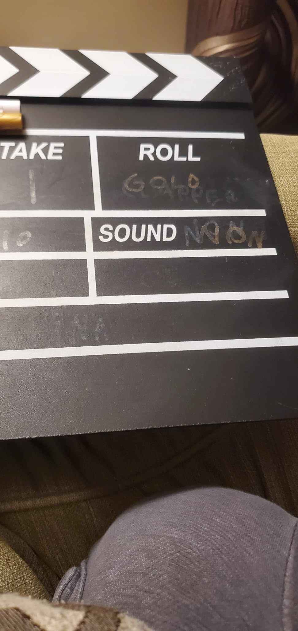 Movie Film Clapboard Hollywood Wooden-Clapper Board Directors Photography Studio Video TV Clapper Board with Erasable Pen Movie Theater Props Decor，Black Clap Board 10.5 X 11.7 inches (Black) customer photo 2