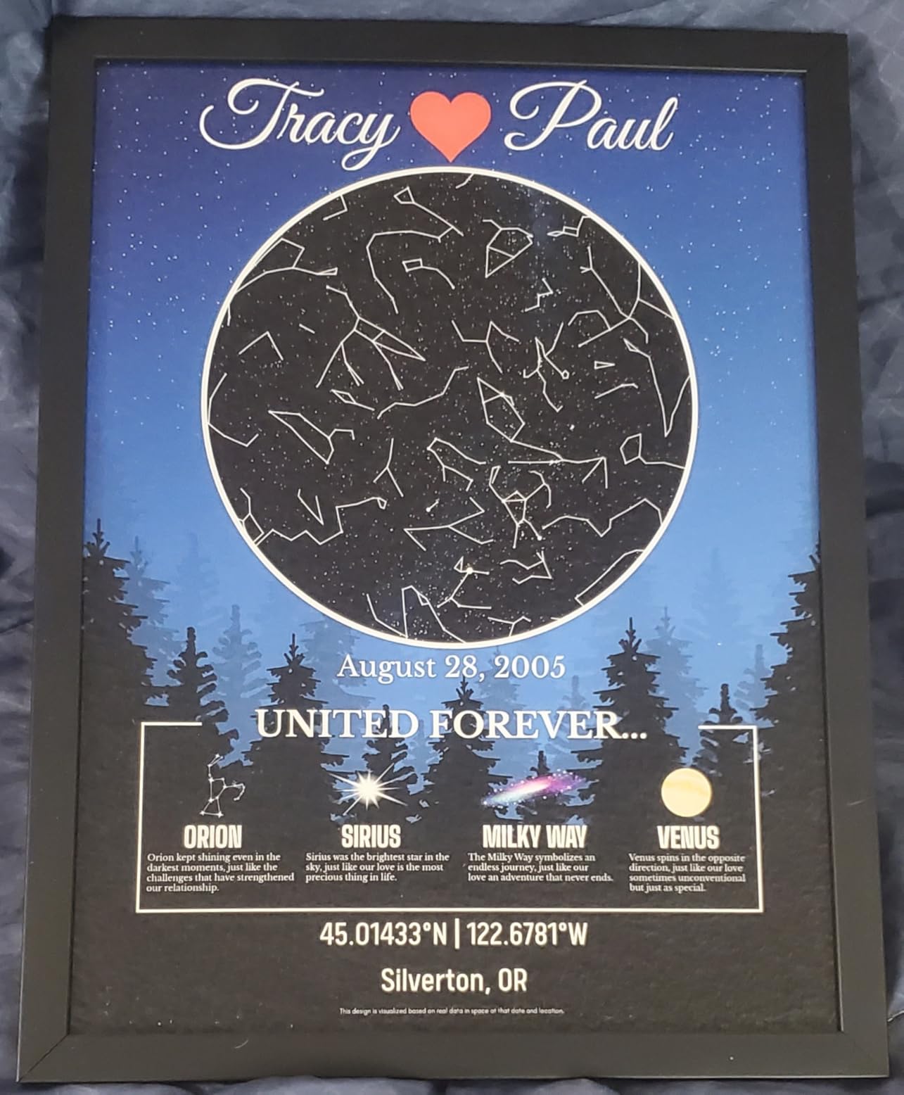 Custom Star Map for Anniversary - Premium Glossy Acrylic - The Night We Met Personalized Constellation Chart - High-Shine Plexiglass Night Sky - Romantic Gift for Her, Wife, Him or Husband - Framed Wall Art customer photo 2