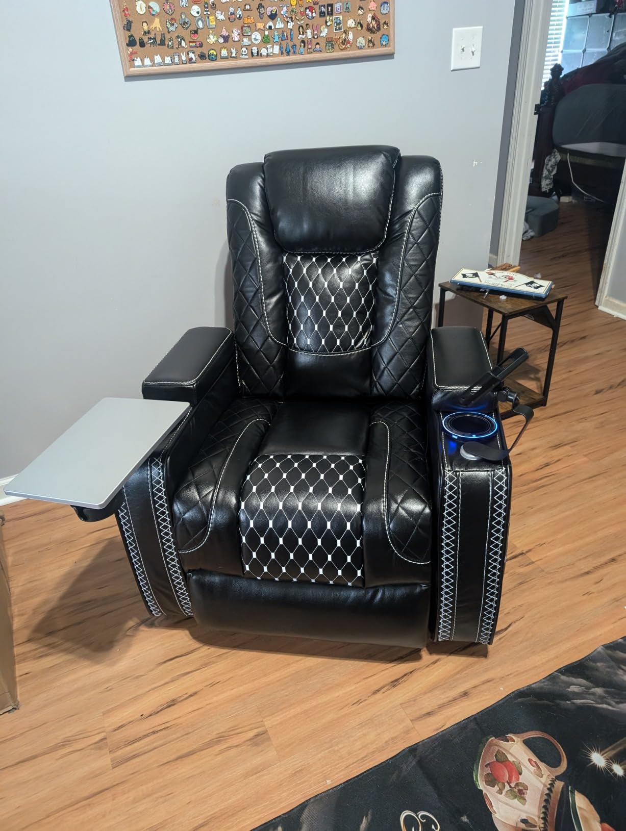 JIKFRIMA Power Zero Gravity Recliner Chair for Adults Breathable Leather Electric Recliners Adjustable Home Theater Seating with Smart Cup Holders, USB Ports, Hidden Arm Storage, Tray Table customer photo 2
