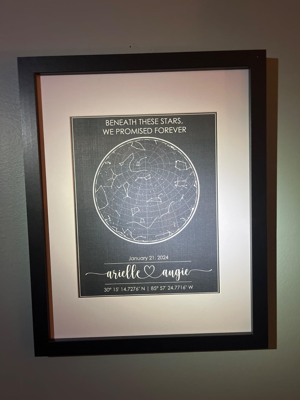 Custom Star Map Art Print - Fully Personalized (Your Details, Size, Color, Framing) | Gift for Mother's Day | Romantic Gift Husband | Paper Anniversary for Men | Special Ocassions (e.g. Wedding, Birthday, etc) customer photo 2