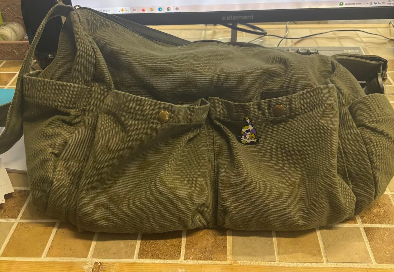 Canvas Messenger Bag Cute Crossbody Tote Bag Shoulder for Women Men customer photo 1