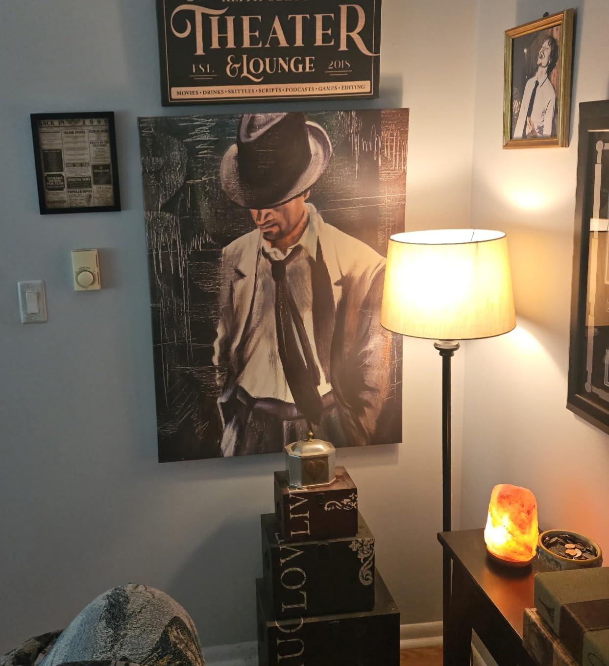 Awesometik Theater Sign Personalized Canvas Wall Decor with Custom Family Name Vintage customer photo 2