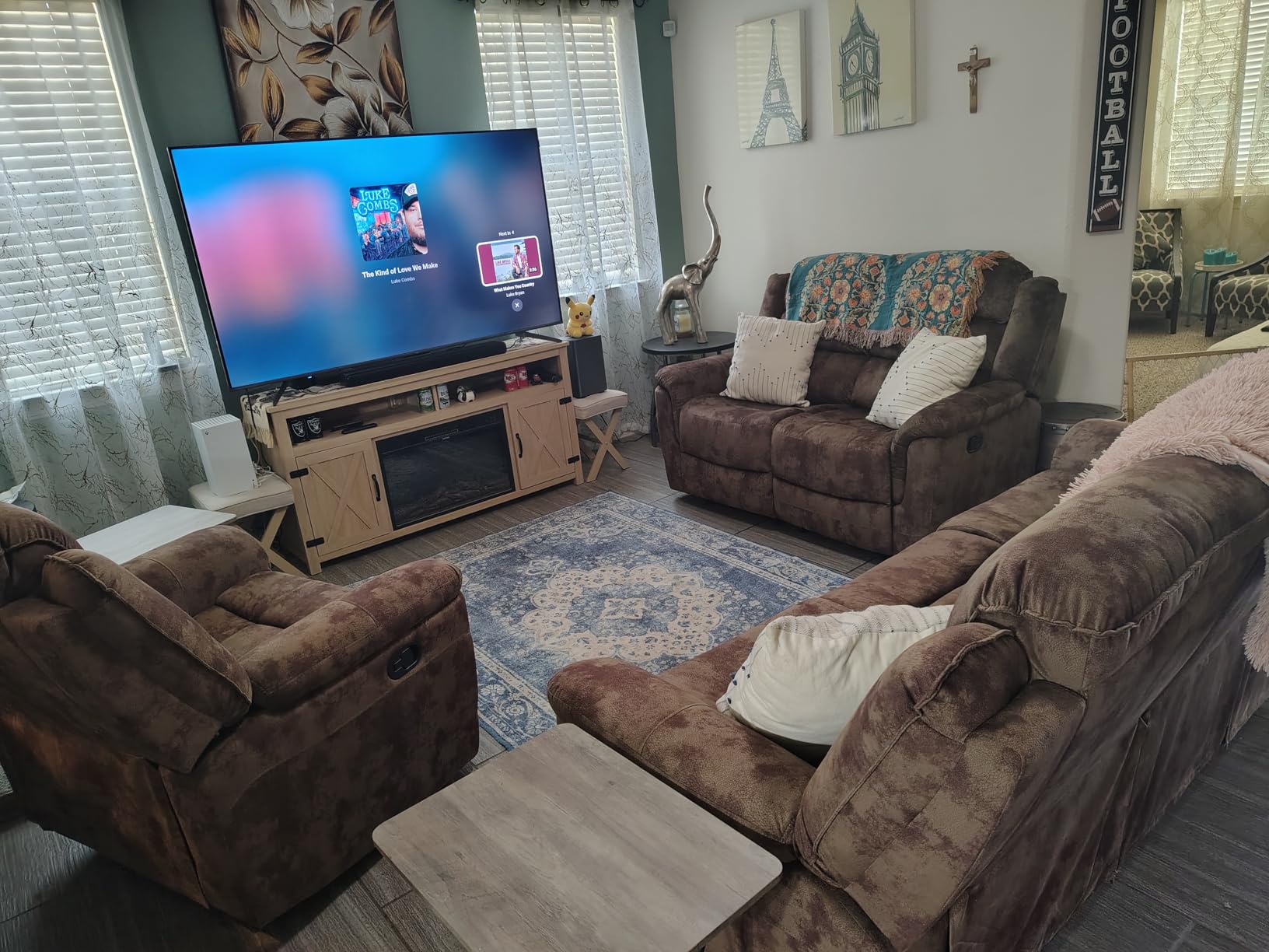 EBELLO Loveseat Recliner Sofa for Living Room, Extra Wide Modern Overstuffed 2 Seat Reclining Sofa Chair, Breathable Fabric Dual Manual Recliner, Brown customer photo 2