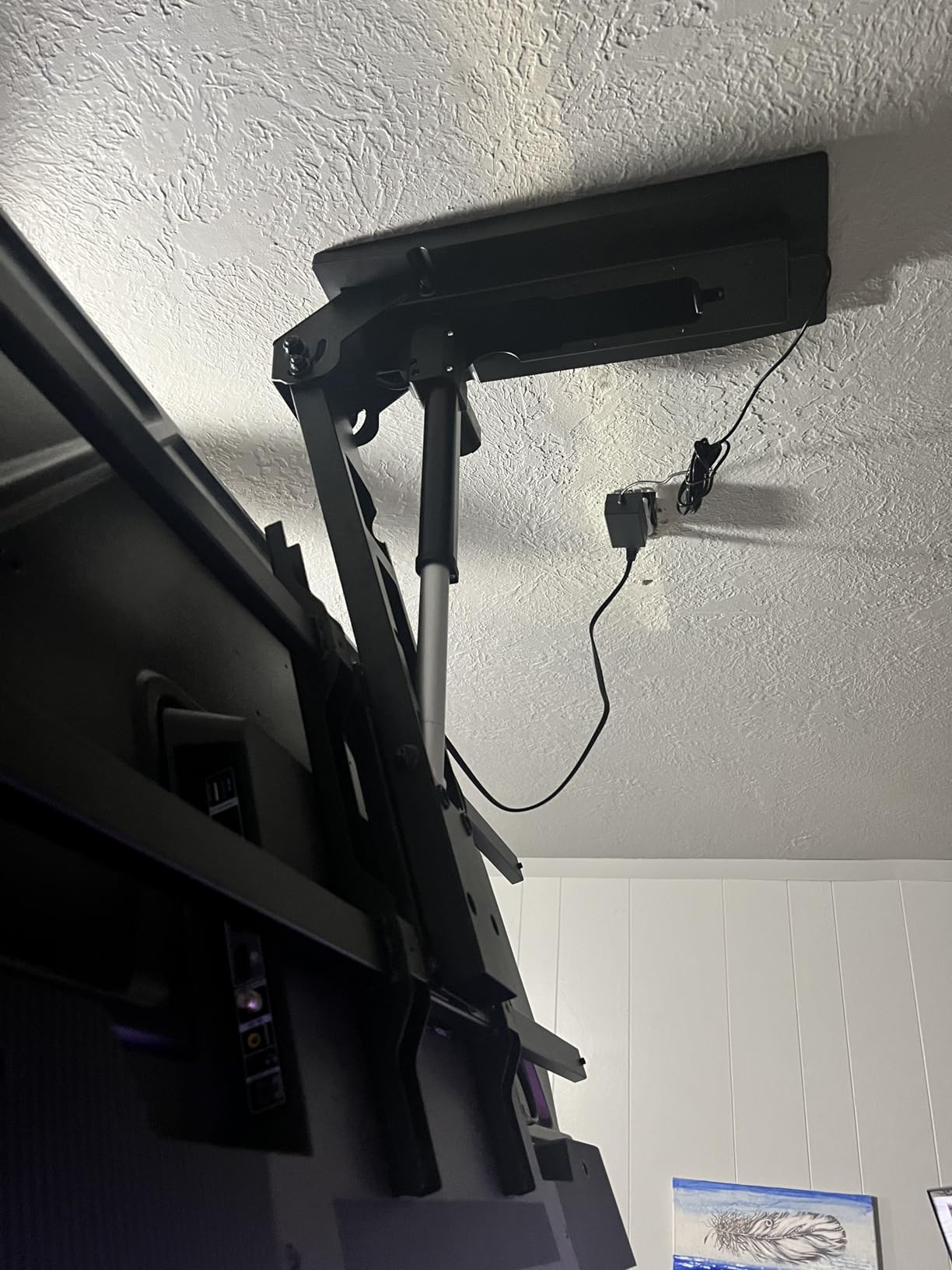 monTEK Motorized Ceiling TV Mount with Remote for 37-75 Inch TVs | Electric TV Mount Motorized Drop Down, for Flat and Pitched Roof, Holds up to 99 lbs, 4X Load Tested, App and Voice Control customer photo 1