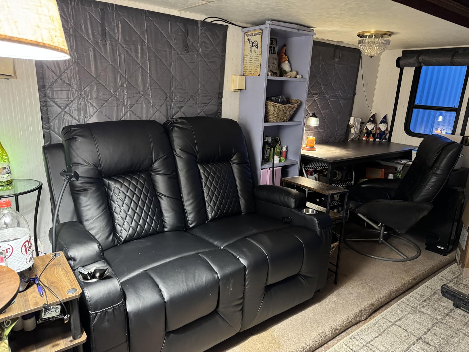 RV Loveseat Recliner Sofa, Reclining Loveseat Home Theater Seating with USB Ports, Cup Holders, Insert Pockets, Wall Hugger RV Recliners for Movie Room, Recline Movie Seats Gaming Sofa customer photo 1