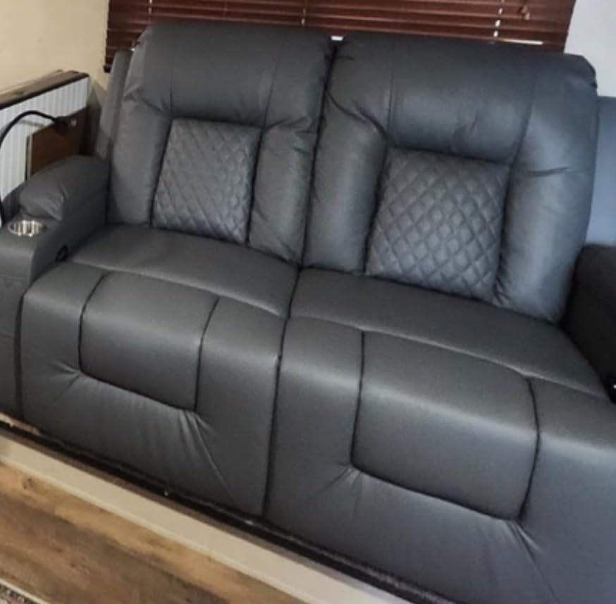 RV Loveseat Recliner Sofa, Reclining Loveseat Home Theater Seating with USB Ports, Cup Holders, Insert Pockets, Wall Hugger RV Recliners for Movie Room, Recline Movie Seats Gaming Sofa customer photo 2